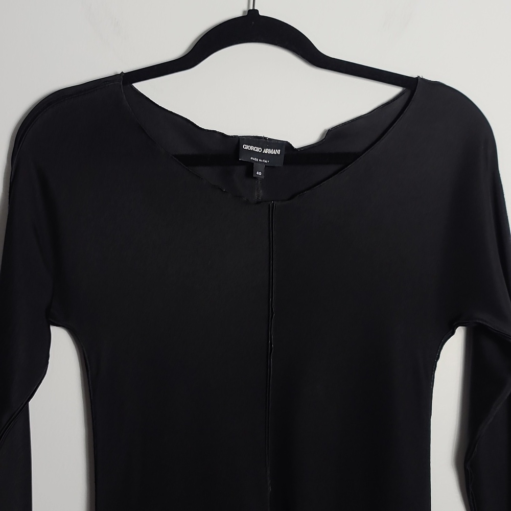 GIORGIO ARMANI Black Long Sleeve Sheath Dress Scooo Neck Knee-Length Size 40 US4 - Picture 7 of 16